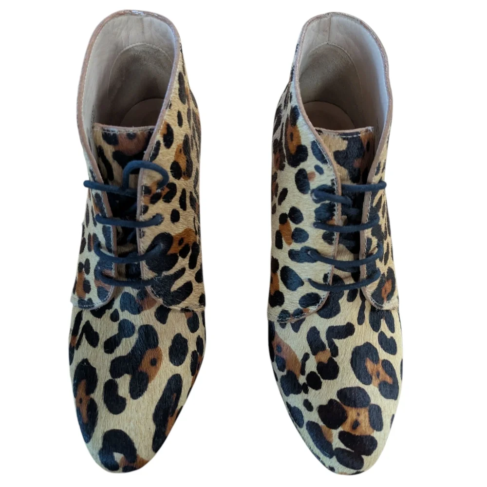 Kate Spade Leopard Print Calf Fur Ankle Bootie Size 6.5 - Picture 8 of 13